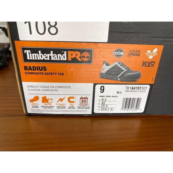 Timberland Pro Radius Composite Safety Toe Work Shoes Size 9 Black & Silver - Picture 2 of 8